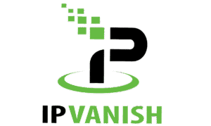 IPVanish shield logo with digital pixels indicating fast speeds for gaming and secure connections