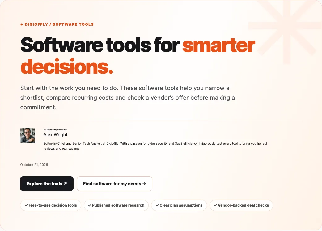 Software tools overview on the DigiOffly Tools hub