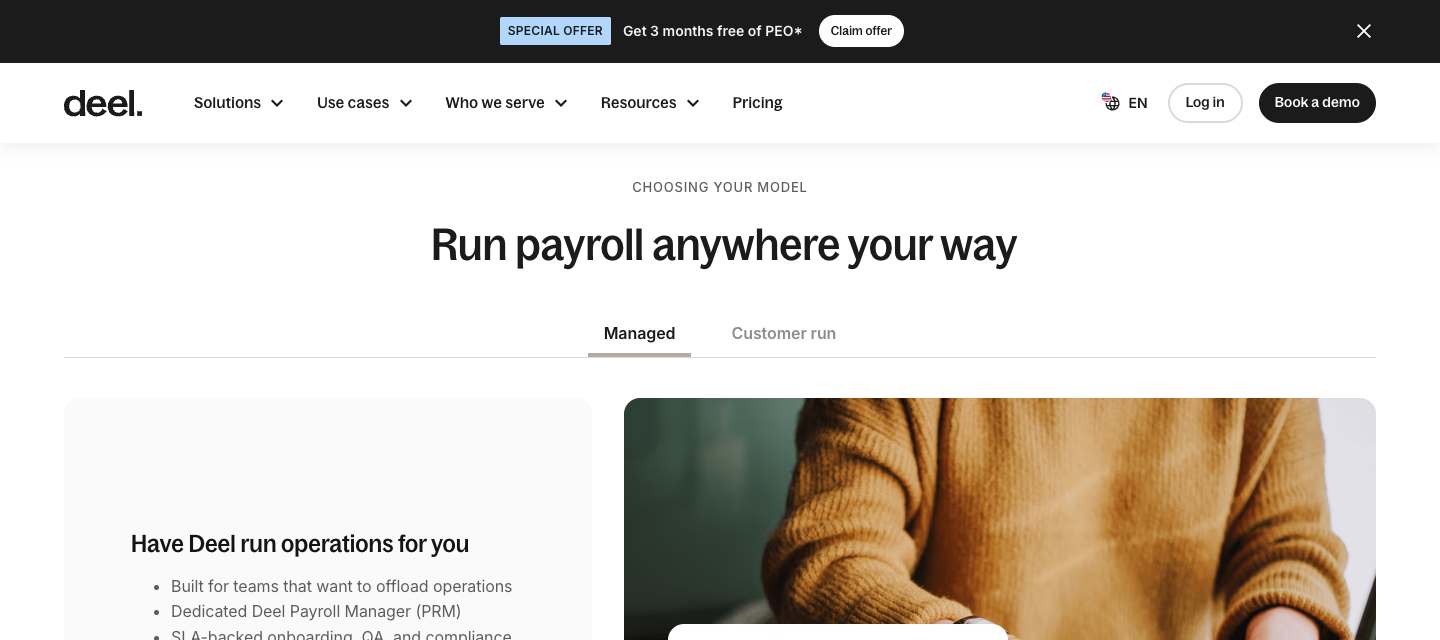 Deel global payroll 2026: official vendor managed payroll screen and illustrative multi-country reporting