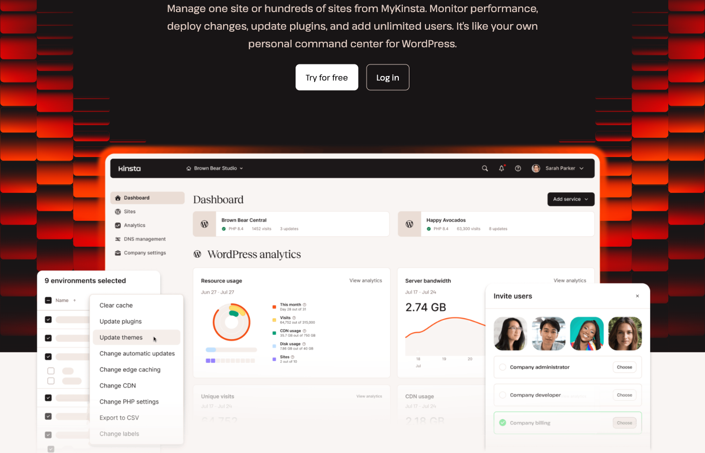 Kinsta public MyKinsta dashboard product presentation captured October 16, 2026