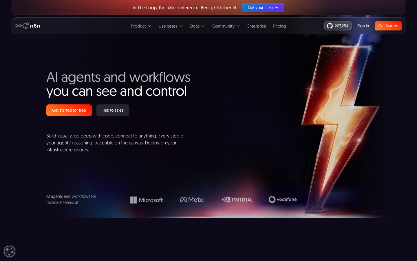 n8n — official public product website screenshot, October 2026