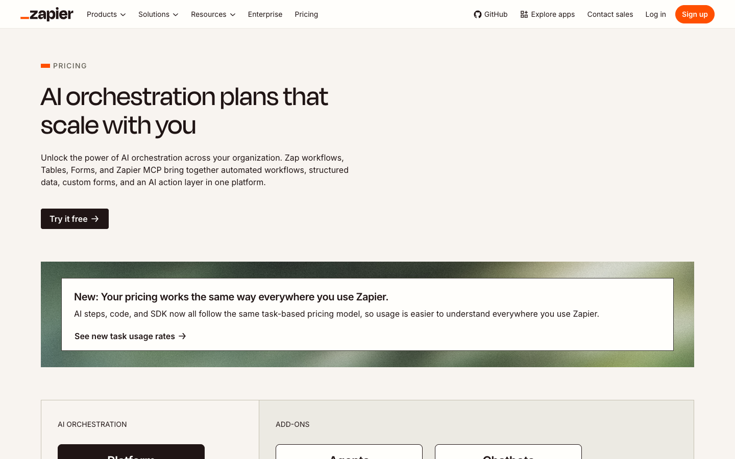 Zapier — public pricing plans screenshot, October 2026