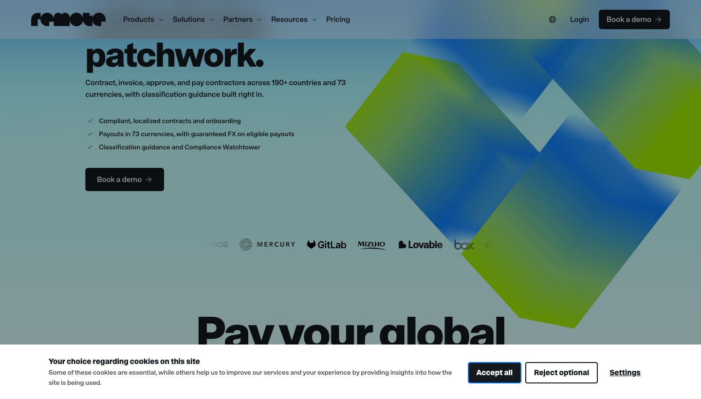 Remote contractor management vendor page with $29 and $99 plan details