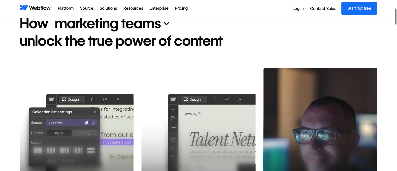 Official public Webflow CMS and Collections product demonstration, October 2026