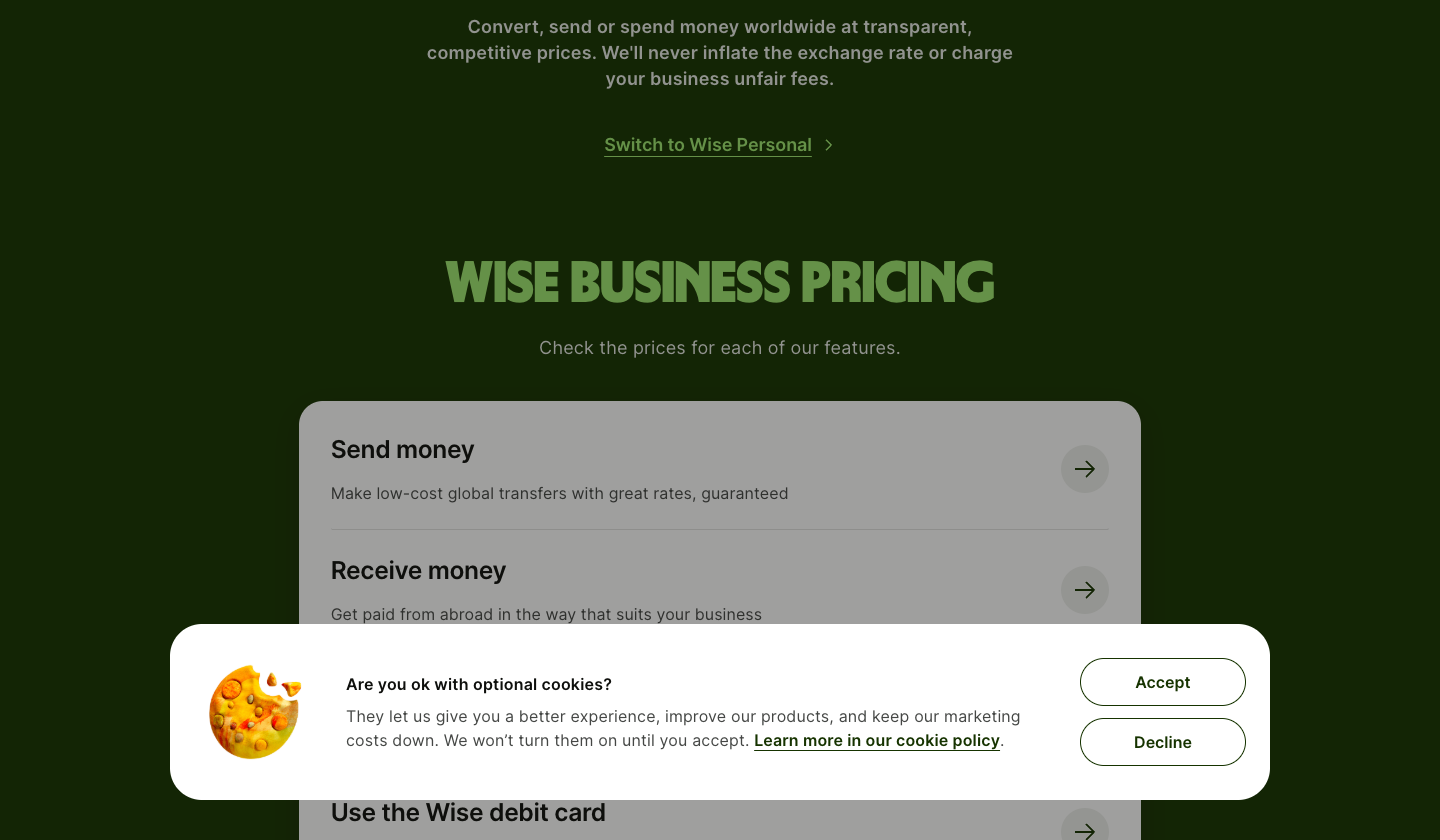 Wise Business review: Romanian vendor pricing including 300 RON one-time setup and currency conversion reference prices